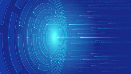 Fototapete - Tech Turntable transmits 01 data with Ray, Internet big data vector background.