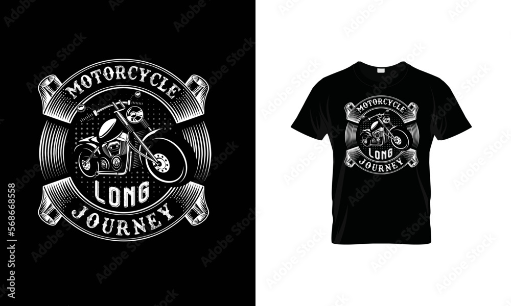 Motorcycle Long Journey Vector T-Shirt Design. Stock Vector | Adobe Stock
