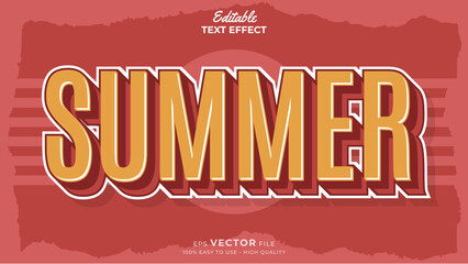 Editable text style effect - retro summer text in grunge style theme