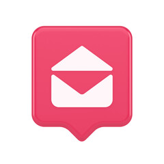 Poster - Email open envelope letter received incoming message button 3d realistic speech bubble icon