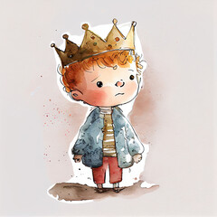 Wall Mural - Watercolor illustration of a cute prince. Generative ai