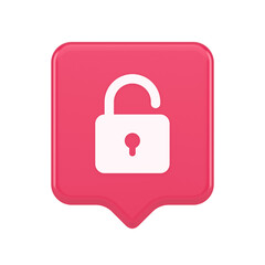 Poster - Open lock button cyberspace password security protection service 3d realistic speech bubble icon
