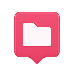 Poster - File folder archive directory button cyberspace digital document storage organizing 3d speech bubble icon
