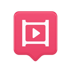Poster - Video film multimedia content play button digital player broadcasting 3d realistic speech bubble icon