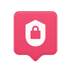 Poster - Lock shield security button privacy blocked password service web app 3d realistic speech bubble icon
