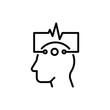 EEG: human head with electrodes thin line icon. Medical research. Diagnostic of brain activity. Modern vector illustration.