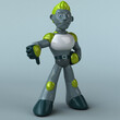 Fun green robot - 3D Illustration
