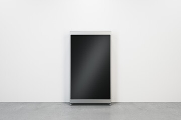 Aufkleber - Empty black banner on white concrete wall background. Mock up, 3D Rendering.