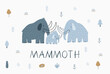 Cute cartoon Mammothn - vector print scandinavian style. Decor for nursery, newborn. Woolly mammotn. 