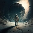 An astronaut experiencing the space time dimensions of interstellar travel. Generative AI