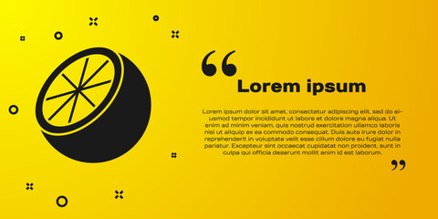 Poster - Black Orange fruit icon isolated on yellow background. Vector