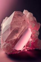 Close Up Rose Quartz Dark Background. Mineral Stone Collection. Generative AI