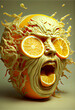 Generative AI abstract render of a citrus monster