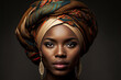 © Cavan - shot of a woman wearing a traditional african head wrap. Generative AI