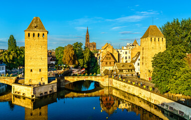 Wall Mural - Towers and the Cathedral of Strasbourg in the historic Petite France district, UNESCO world heritage in France