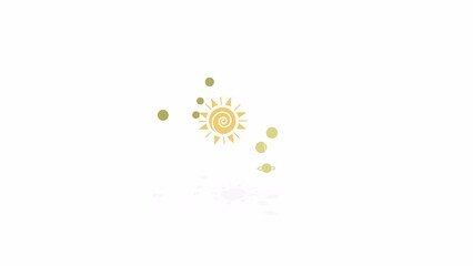 Aufkleber - Animated solar system planets. School project. Flat cartoon style element 4K video footage. Educational model color illustration on white background with alpha channel transparency for animation