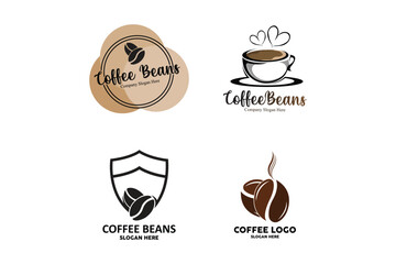 Wall Mural - coffee bean drink logo design in brown color vector illustration