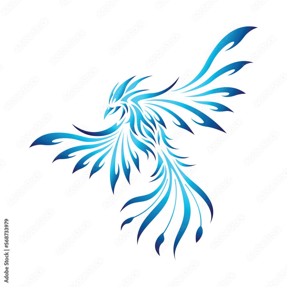 Blue Graphoc Phoenix Vector Logo Illustration phoenix Blue Gradient Colorful Style. Stock ...