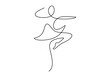 One line of ballerina dance isolated on white background. Hand drawing single continuous line.