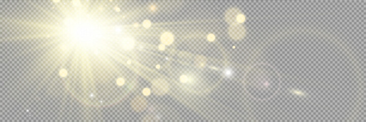 Aufkleber - Special lens flash, light effect. The flash flashes rays and searchlight. illust.White glowing light. Beautiful star Light from the rays. The sun is backlit. Bright beautiful star. Sunlight. Glare.	
