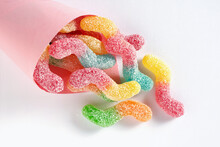 Sour Tasting Colorful Gummy Worms