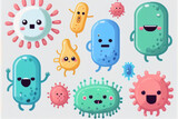 Fototapeta Pokój dzieciecy - cartoon germs and viruses on white background
