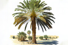 Plantation Of Date Palm Trees In Israel. Beautiful Nature. Generative Ai