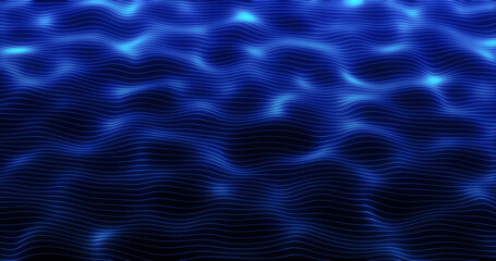 Wall Mural - Blue energy waves from particle dots and stripes lines glowing futuristic beautiful. Abstract background