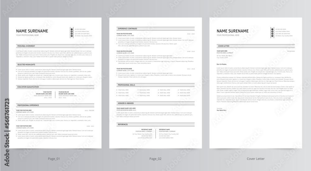 Resume Template, Professional Modern Resume Template, CV Template Stock ...