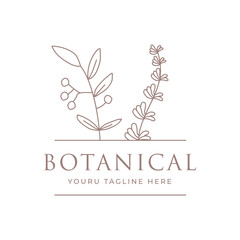 Canvas Print - Botanical Minimalistic, Feminine Logos with Organic Plant Elements. Vector illustration