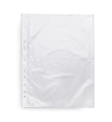 Wall Mural - Empty punched pocket on grey background, top view