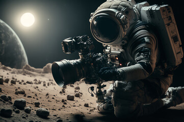 Wall Mural - Space suits isolated on space background.  Ai generated.