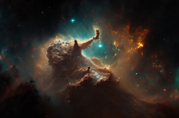Wall Mural - space and glowing nebula background. ai generated.