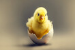 A chick hatched from an egg created with Generative AI technology.