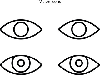 Poster - Creative vision line icons on white background. linear style sign for mobile concept and web design. Eye vision outline vector icon. Symbol, logo illustration.