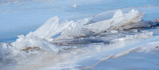 Abstract background of ice in a frosen lake