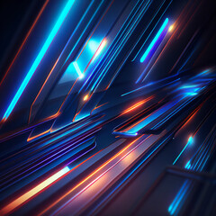 Leinwandbilder - Futuristic neon light techno sci-fi background, ai generation