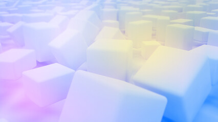 Wall Mural - beautiful soft shining geometry blue boxes - abstract 3d rendering