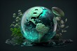 New Year 2023 green recycling and save our planet and earth environment. World water day 2023. Earth day 2023 3d concept. Generative AI
