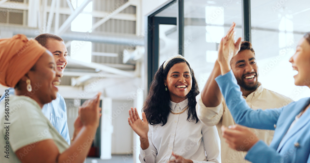 Team building success celebration and collaboration