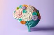 Pastel floral human brain background. Mental health concept Generative AI