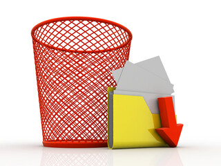 Poster - 3d rendering folder in recycle bin