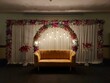 flower decoration on white curtain in Banquet hall
