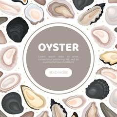 Wall Mural - Oyster Fresh Seafood Banner Design with Sea Delicacy Food Vector Template