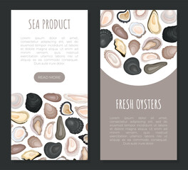 Wall Mural - Oyster Fresh Seafood Banner Design with Sea Delicacy Food Vector Template