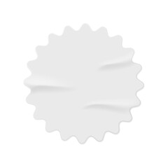 Leinwandbilder - Round and colorless wrinkled glued sticker. Isolated icon of empty label or emblem with copy space made of crumpled paper material. Vector in realistic style