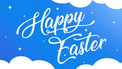 Canvas Print - Happy Easter blue cute background