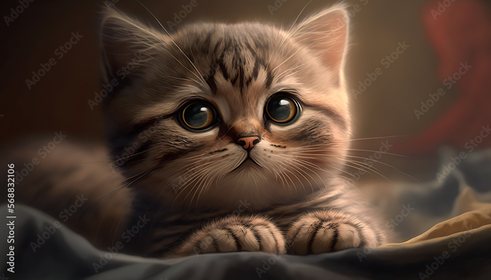 Pretty brown cat created with Generative Ai technology Stock ...