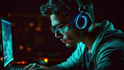 Aufkleber - Work the computer, financial analytics, video games gamer or programmer. Generative AI