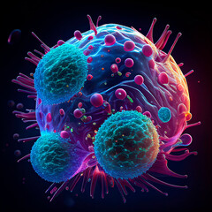 Wall Mural - cells attacking cancer cells. created with ai generation tools